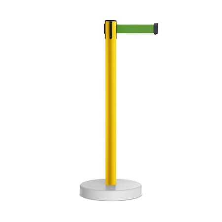 Stanchion Belt Barrier WaterFillable Base Yellow Post 11ft.Green Belt